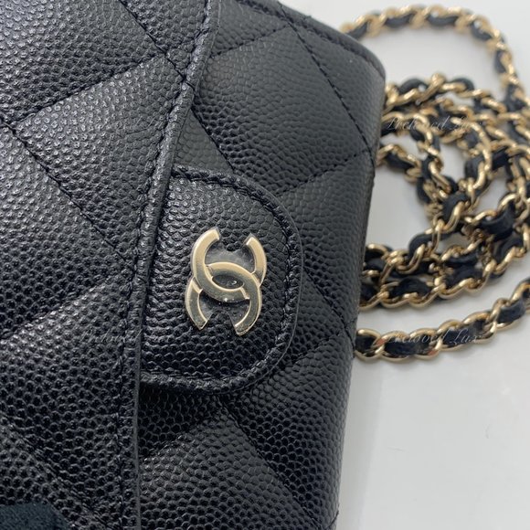 Authentic CHANEL Black Caviar Mini Clutch Wallet Crossbody Bag  GHW - Picture 5 of 12